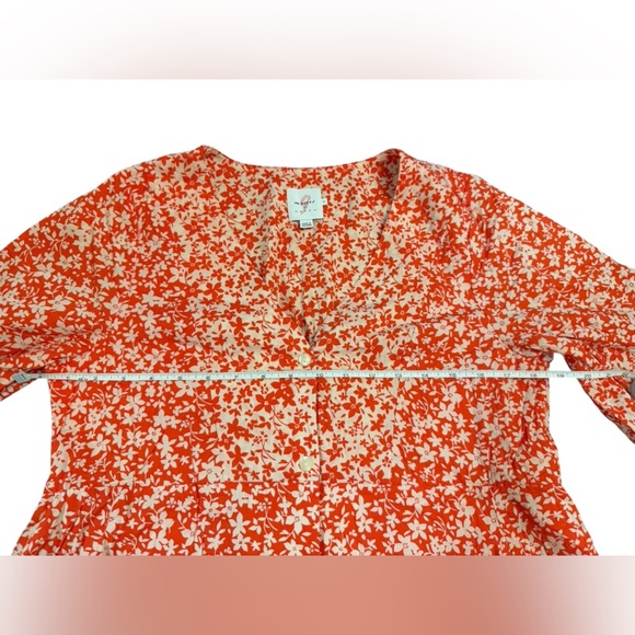 The Nines by Hatch Orange Floral Maternity Maxi Dress Puff Sleeve Size Small - Picture 7 of 9